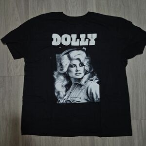 Official Dolly Parton Portrait Black Graphic T-Shirt Men's XXL Retro Country